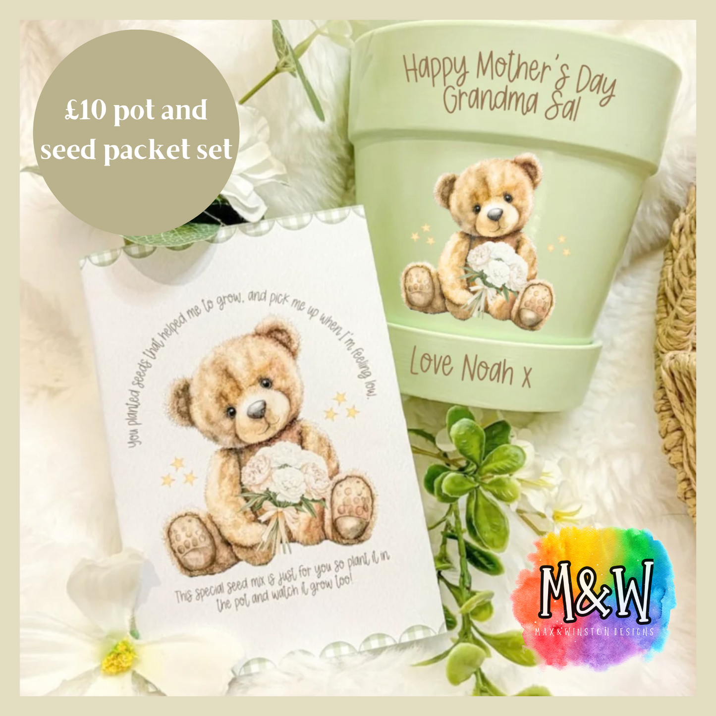 Personalised Plant Pot and Seed Packet Set