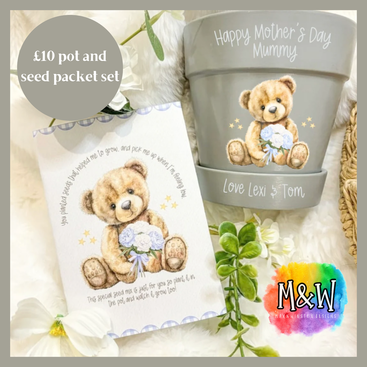Personalised Plant Pot and Seed Packet Set