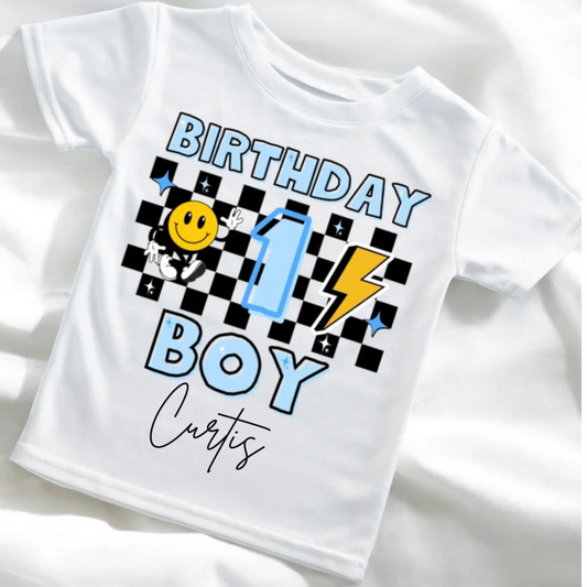 Blue Retro Birthday Number T-shirt