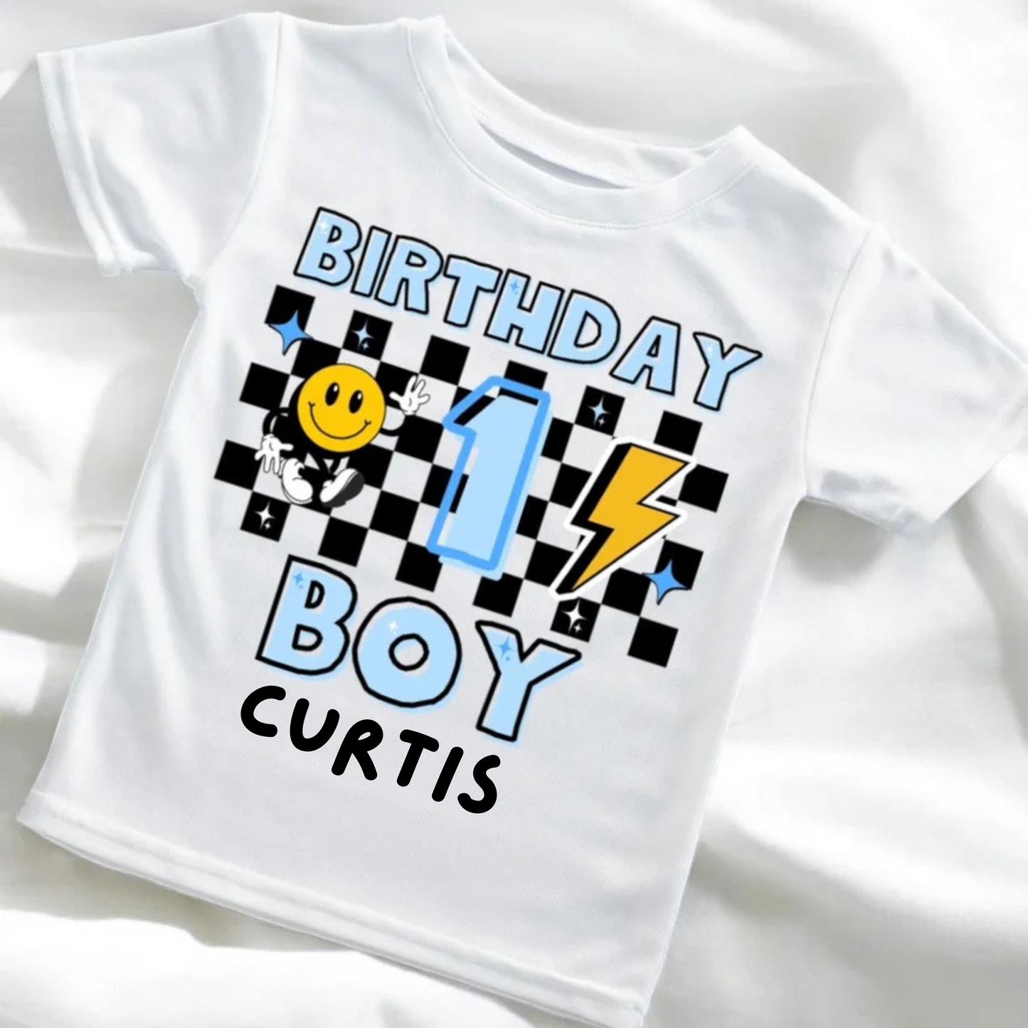 Blue Retro Birthday Number T-shirt