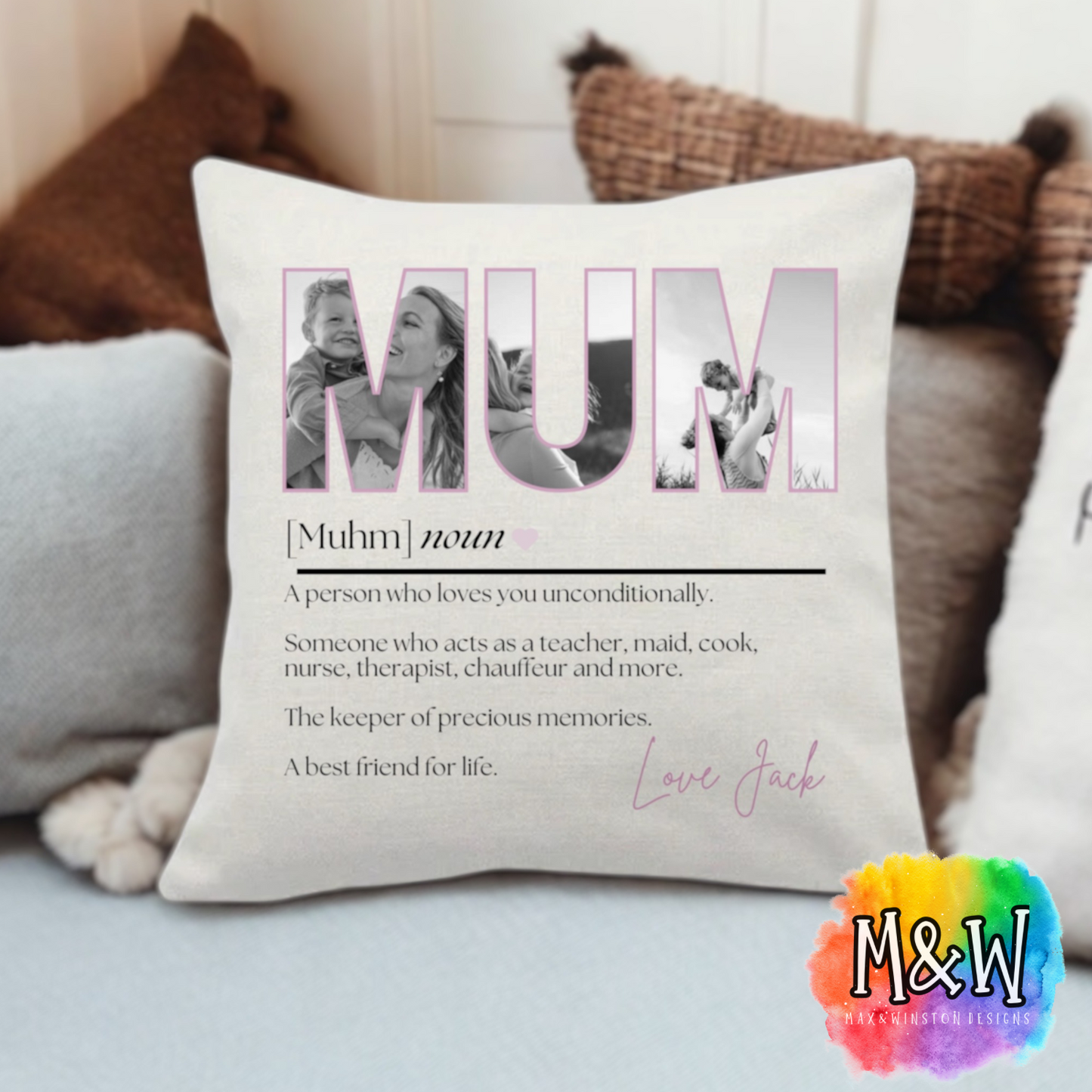 Personalised Dictionary Definition Photo Cushion