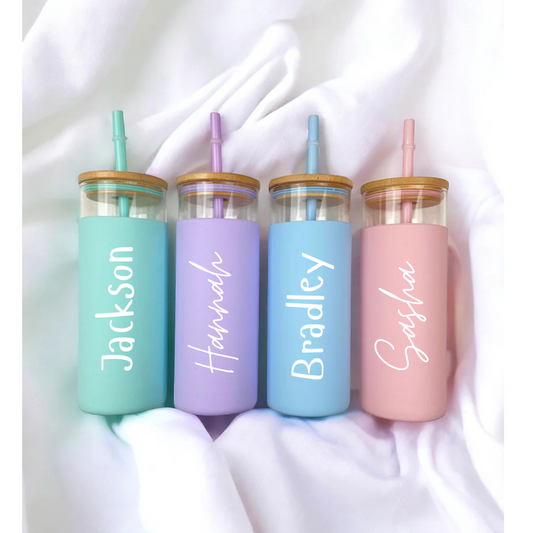 Personalised Pastel Glass Water Bottle