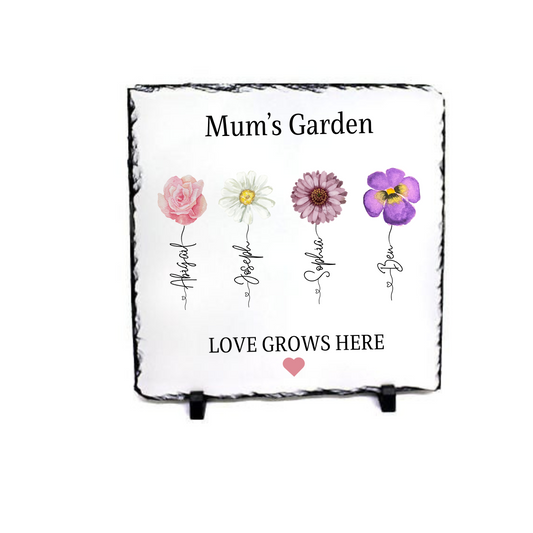 Mum’s Garden Birth Flower Slate Plaque