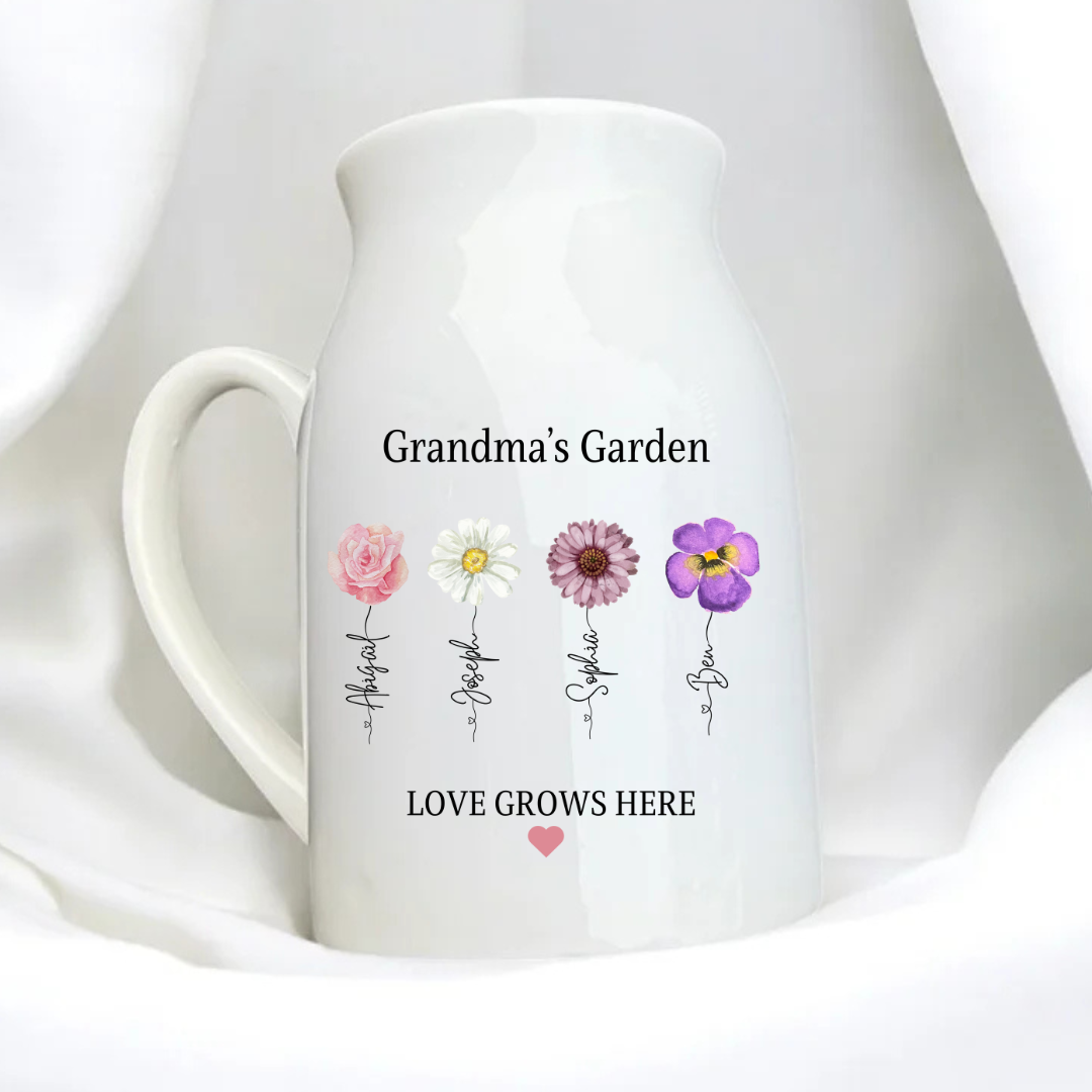 Grandma’s Garden Birth Flower Vase