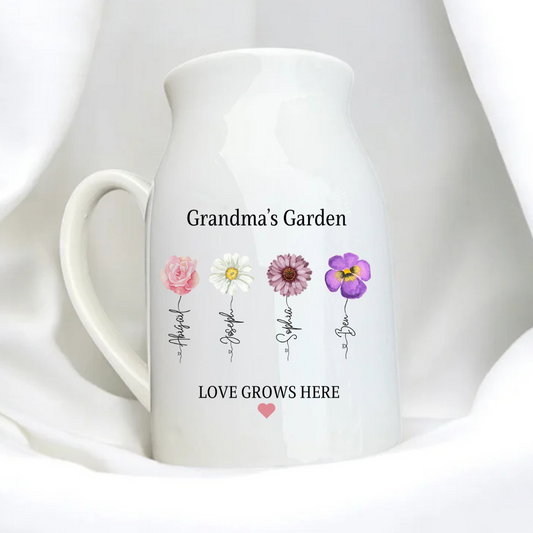 Grandma’s Garden Birth Flower Vase